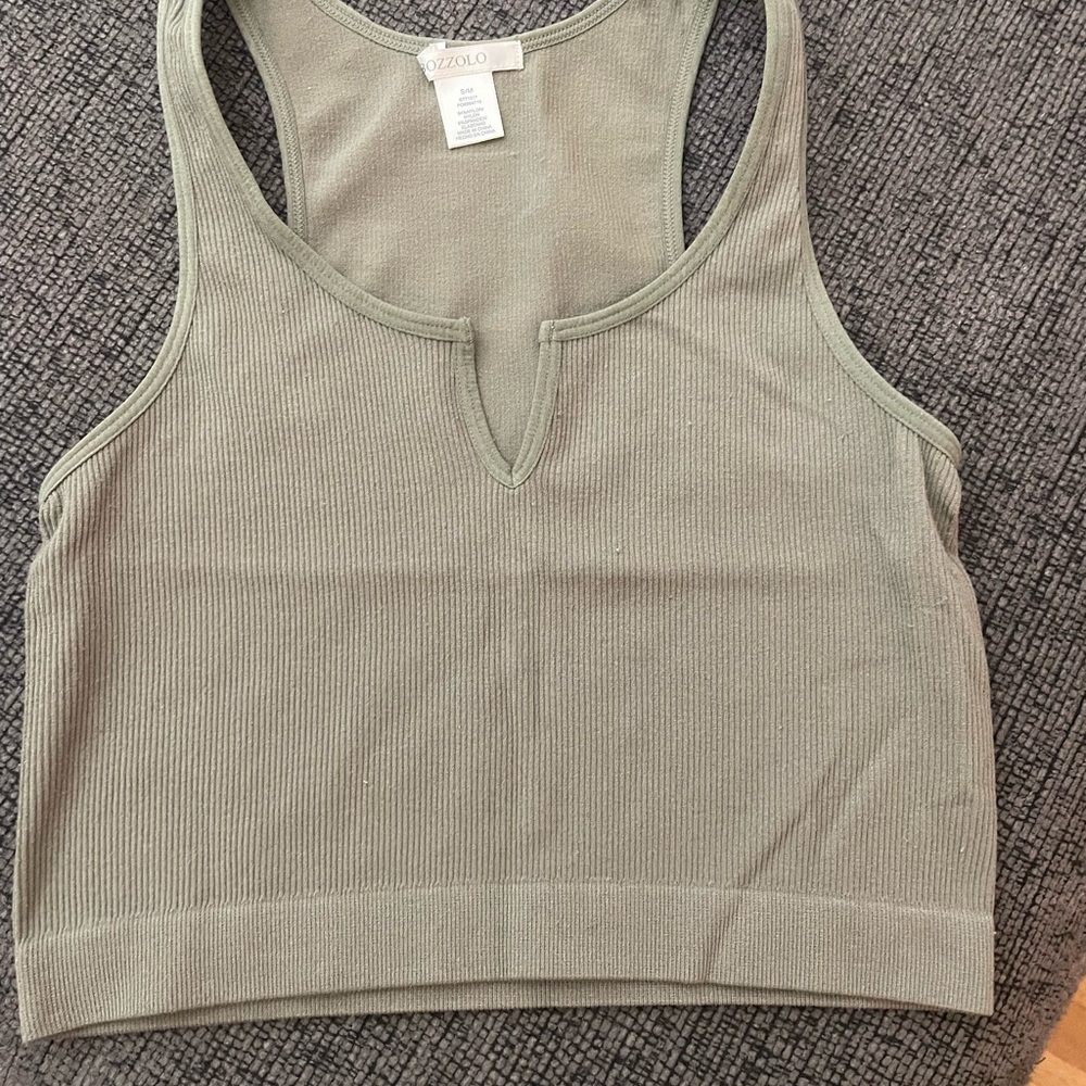 Bozzolo Sage Green Ribbed Tank